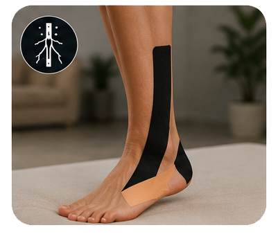 Kinesiology tape illustration for supportive movement care