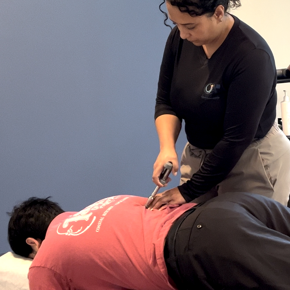 Low-force Activator chiropractic adjustment based on patient comfort and clinical findings.
