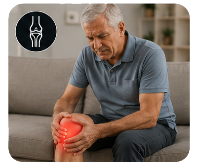 Older adult knee pain illustration for low-force chiropractic care